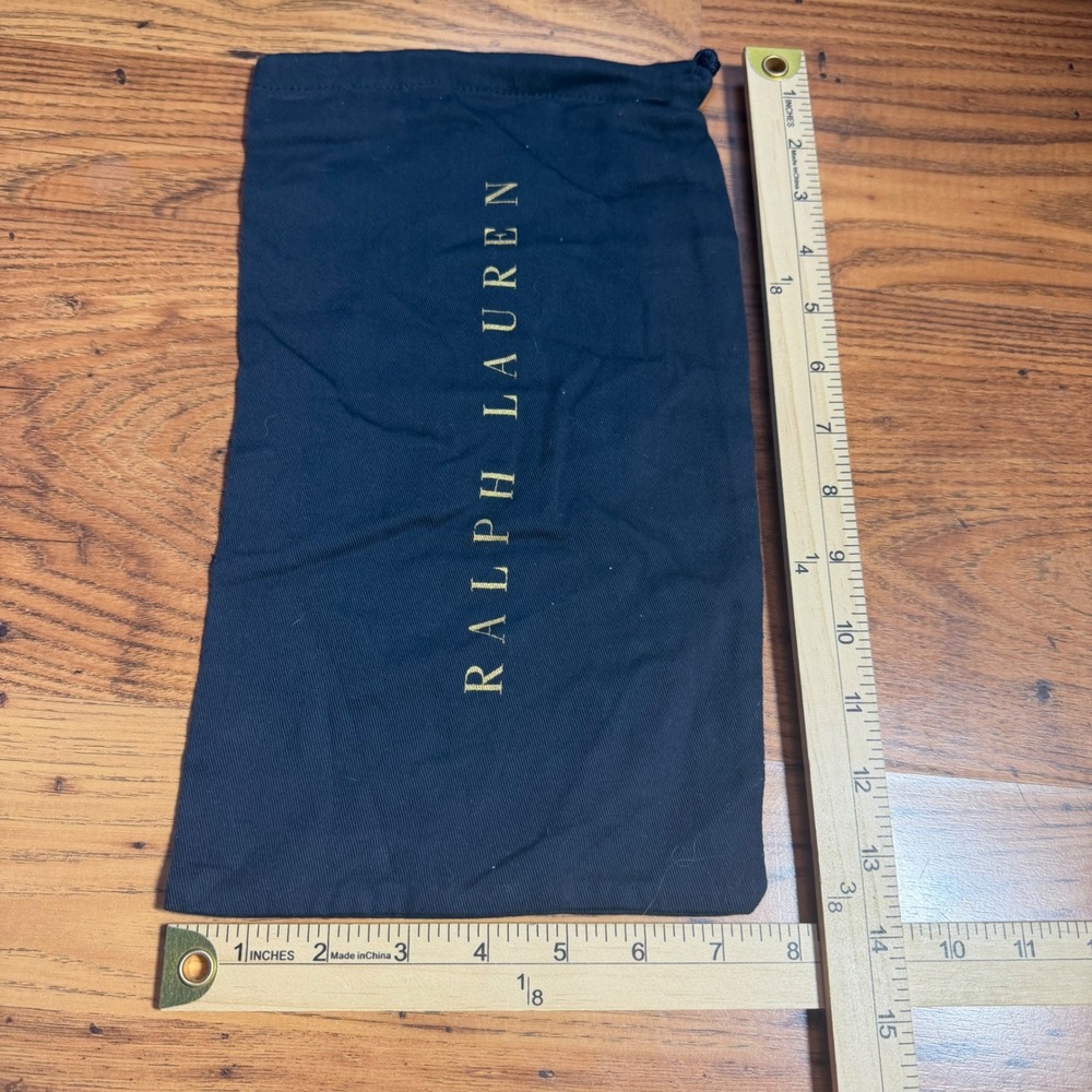 Ralph Lauren Navy Blue Gold Logo Drawstring Dust Bag Storage Pouch 13.5x7.5